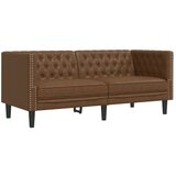 vidaXL Kavč dvosed Chesterfield rjava umetno semiš usnje | Shoptok.si