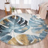 Mila Home modra pralna okrogla preproga ø 80 cm golden leaves – | Shoptok.si