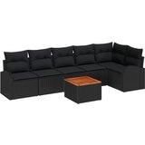 vidaXL 7-dijelni set vrtnih sofa s jastučićima crni poli ratan akacija, 2-sjedna vrtna sofa s skladištem i jastučićima crni poli ratan Cijene