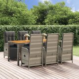  7-dijelni vrtni blagovaonski set sivi od poliratana Siva Dužina stola 190 cm | Shoptok.si