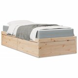 vidaXL Postelja z vzmetnico 90x200 cm trdna borovina Cene