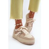 Kesi Women's platform sneakers made of eco leather, beige moun | Shoptok.si