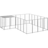 vidaXL pasji boks srebrn 8,47 m² jeklo | Shoptok.si