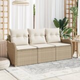 vidaXL Set od 3 dijela vrtnih kauča s jastučićima Bež Poli Ratan | shoptok.hr