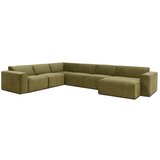 Scandic kaki zelena baršunasta modularna sofa u obliku slova U Sting, desni kut Cijene