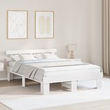 vidaXL Posteljni okvir z naslonom Bela 150x200 cm iz trdega borovega lesa Cene