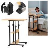  Mobilni stol 73-85 x 40 x 80 cm svijetlosmeđa, crna | shoptok.hr