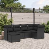  6-dijelni set vrtnih sofa s jastucima crni od poliratana | shoptok.hr