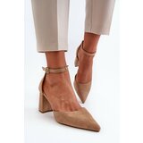 Kesi High heels with pointed toes Beige Eco Suede Blouse cene