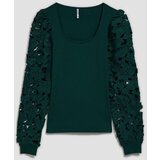 Marisse Emerald Blouse With Lace Sleeves | Shoptok.si