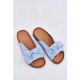 Boto Women's Cork Sole Slippers With Bow Blue Seressa | shoptok.hr