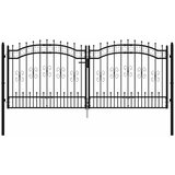  Vrata za ogradu KAMPEN s kopljem na vrhu crna 302 x 125 cm čelična | shoptok.hr