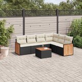  7-dijelni set vrtnih sofa od poliratana s jastucima crni | shoptok.hr