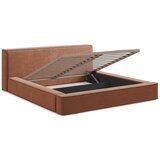 Makamii Tapecirani bračni krevet u boji terakote s prostorom za odlaganje s letvičastim okvirom 140x200 cm Noho - | shoptok.hr