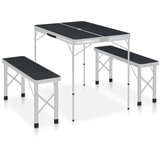  Sklopivi stol za kampiranje s 2 klupe aluminijski sivi | shoptok.hr