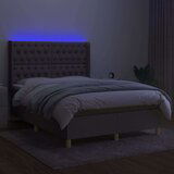  Krevet box spring s madracem LED smeđesivi 140x190 cm tkanina | shoptok.hr