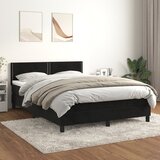 The Living Store Box spring posteljni z vzmetnico črn 140x190 cm žamet - Box Spring Postelja, (21492365) Cene