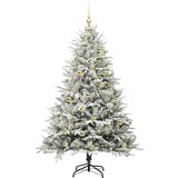 vidaXL Umjetna predsvetljena božićna jelka s kompletom kroglica Zelena | Shoptok.si