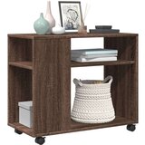 vidaXL Stranska mizica s kolesi rjav hrast 70x35x60 cm inženirski les Cene