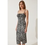  Women's Black Floral Slit Knitted Dress | Shoptok.si