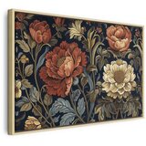  Slika - Tapestry Large Flowers Retro Floral Motif in Kilim Style 120x80 U prirodnom drvenom okviru | shoptok.hr