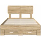  Krevetna konstrukcija s ladicama Sonoma hrast 120 x 200 cm Smeđa 203 x 123 x 90 cm | shoptok.hr
