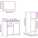  Set namještaja za kupaonicu od 3 komada crna hrastovina konstruirano drvo | shoptok.hr