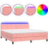  box spring s madracem LED ružičasti 180x200cm baršunasti | shoptok.hr