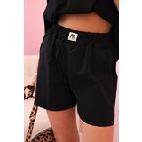 Kesi Włoski Women's set with a frill – a short-sleeved blouse and shorts with an elastic band black | Shoptok.si