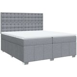 vidaXL Box spring postelja z vzmetnico svetlo siva 200x200 cm blago | Shoptok.si