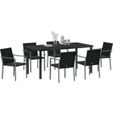  7-dijelni set za blagovanje u vrtu s jastucima - crni poliratan | shoptok.hr