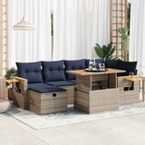  7-dijelni set vrtnih sofa poliratan i bagrem s jastucima sivi | shoptok.hr