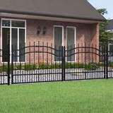 vidaXL Vrata za ograjo s suličastim vrhom črna 305x151 cm prašno jeklo