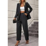 Fenzy Eleganten Enobarvni Hlačni Kostim, Črn | Shoptok.si