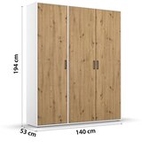 Rauch Möbel OMARA S KLASIČNIMI VRATI, bela, hrast artisan | Shoptok.si