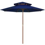  Dvojni senčnik z lesenim drogom moder 270 cm, (20729482) | Shoptok.si