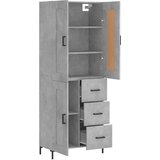 vidaXL Visoka komoda betonsko siva 69,5x34x180 cm inženirski les | Shoptok.si