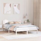 vidaXL posteljni okvir s hrbtom Bela 150x200 cm Trden borov les u
