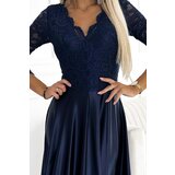 Numoco Lace long SATIN dress with neckline | shoptok.hr
