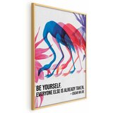  Plakat - Colorful Repetition - three flamingo silhouettes with an inspiring quote 40x60 Zlatni okvir | shoptok.hr