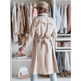 DStreet Płaszcz damski długi z paskiem SLIMFOTA biały | Shoptok.si