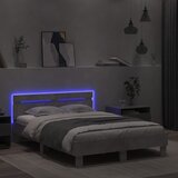  Okvir kreveta s uzglavljem LED siva boja betona 135 x 190 cm | Eponuda.com