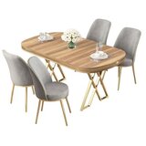 Hanah home trpezarijski set Lai, sto i 4 stolice, ploča u dekoru Hazar, zlatne noge, siva tkanina Babyface | Eponuda.com