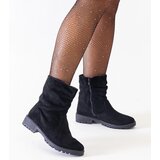  Black gathered ankle boots made of eco-suede Hinda Cijene
