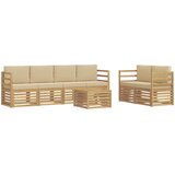 vidaXL Zunanja garnitura za sedenje 7 pcs Bela in bež Poliester, (5000282585) | Shoptok.si