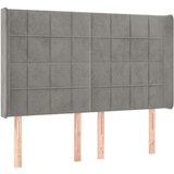 vidaXL Box spring postelja z vzmetnico LED sv. siva 140x190 cm žamet | Shoptok.si