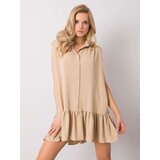 Fashion Hunters Beige dress with a frill Odelia RUE PARIS | shoptok.hr