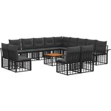  Set vanjskih sofa 14 pcs Crna i tamno siva Poliester - Crna i tamno siva sa stolom | shoptok.hr
