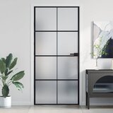 Sobna vrata tanka crna 93x201,5 cm kaljeno staklo i aluminij | shoptok.hr