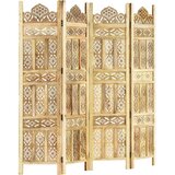 vidaXL Ročno izrezljan paravan 4-delni 160x165 cm trden mangov les | Shoptok.si